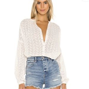 Free People Maddison eyelet blouse long sleeve